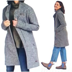 Sherpa Adventure Lhamu Jacket Gray Fleece Knit Zip Front Knee Length Sz M